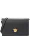 Versace Medusa Leather Shoulder Bag In Black