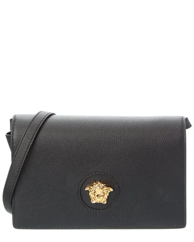 Versace Medusa Leather Shoulder Bag In Black