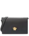 Versace Medusa Leather Shoulder Bag In Black