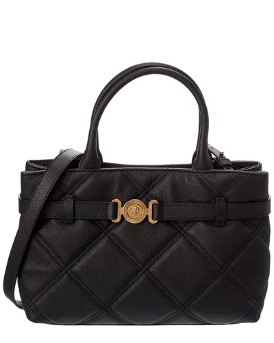 Versace Medusa Leather Shoulder Bag In Black