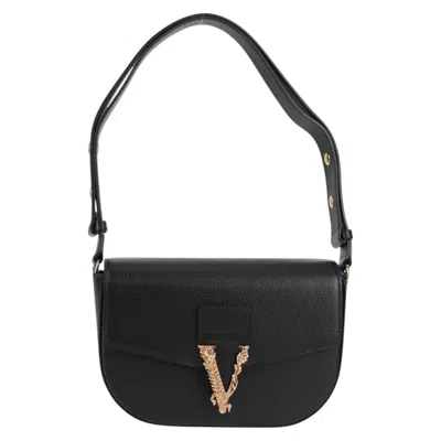 Pre-owned Versace Medusa Leather Shoulder Bag () In Black