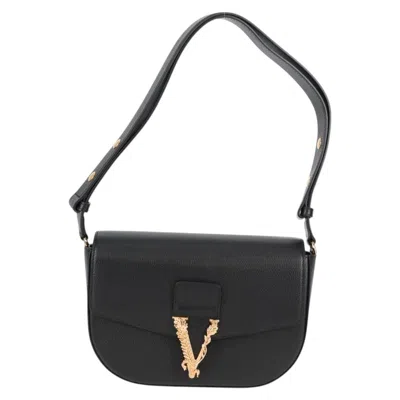 Pre-owned Versace Medusa Leather Shoulder Bag () In Black