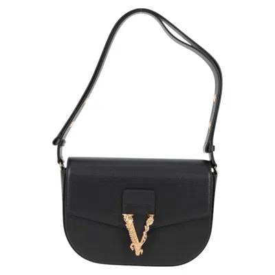 Pre-owned Versace Medusa Leather Shoulder Bag () In Black