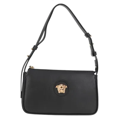 Pre-owned Versace Medusa Leather Shoulder Bag () In Black
