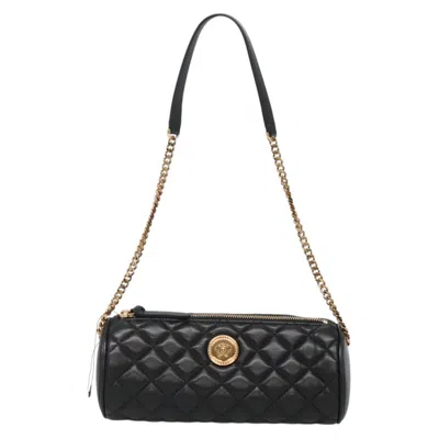 Pre-owned Versace Medusa Leather Shoulder Bag () In Black