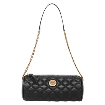 Pre-owned Versace Medusa Leather Shoulder Bag () In Black
