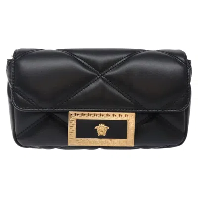 Pre-owned Versace Medusa Leather Shoulder Bag () In Black