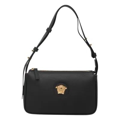 Pre-owned Versace Medusa Leather Shoulder Bag () In Black