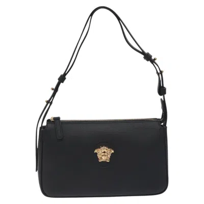 Pre-owned Versace Medusa Leather Shoulder Bag () In Black