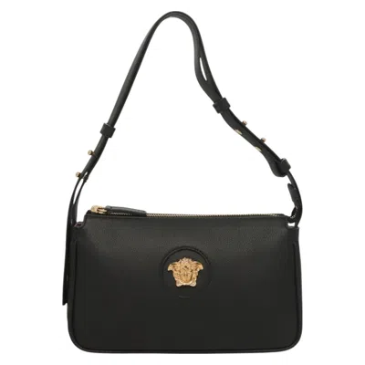 Pre-owned Versace Medusa Leather Shoulder Bag () In Black