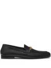 Versace Loafers With Chain Detail And Gold-tone Hardware In Black
