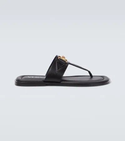 Versace Man Thong Sandal Black Size 9 Calfskin
