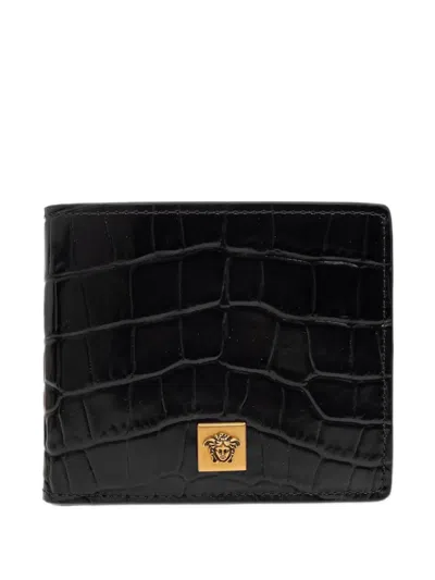 Versace Medusa Leather Wallet In Black