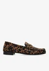 Versace Medusa Leopard Print Loafers In Brown