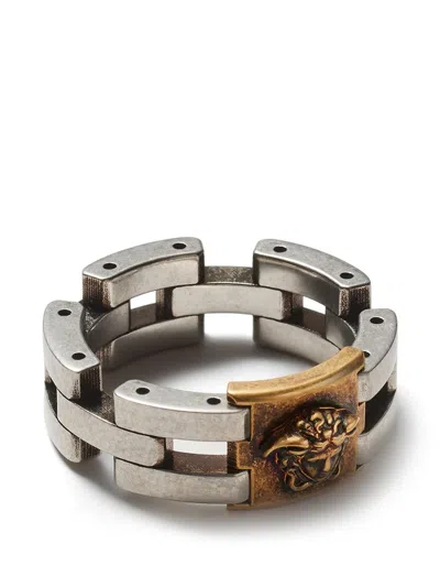 Versace Medusa Link Ring In Metallic