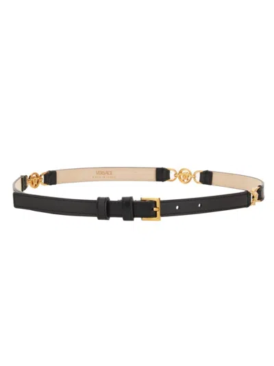 Versace Medusa Logo Belt In Black