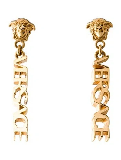 Pre-owned Versace Medusa Logo Drop Earrings In Multi