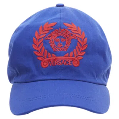 Versace Medusa Logo Embroidery Baseball Hat M / In Blue