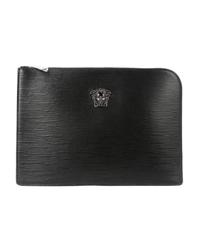 Versace Medusa Logo Handbag In Black