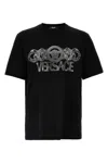 Versace Black T-shirt With Medusa Head Logo Print On The Front In Cotton Man