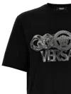 Versace Black T-shirt With Medusa Head Logo Print On The Front In Cotton Man