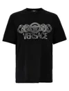 Versace Black T-shirt With Medusa Head Logo Print On The Front In Cotton Man In Multicolor