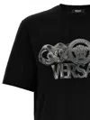 Versace Black T-shirt With Medusa Head Logo Print On The Front In Cotton Man In Multicolor