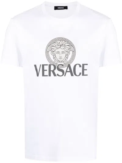 Versace Jersey Cotton T-shirt With Iconic Print In White
