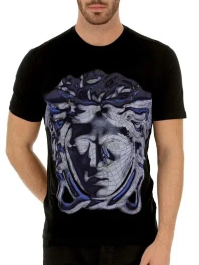 Pre-owned Versace Medusa Logo Printed Fitted T-shirt In Black Size M L Made In Italy