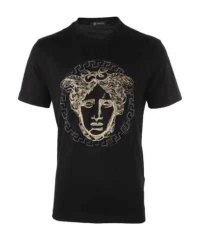 Versace Medusa Logo Printed T-shirt In Black