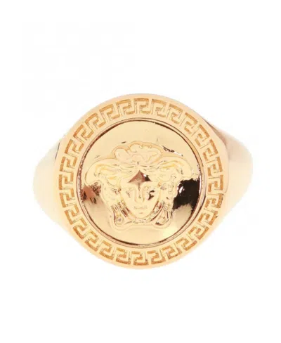 Versace Medusa Logo Ring In Yellow