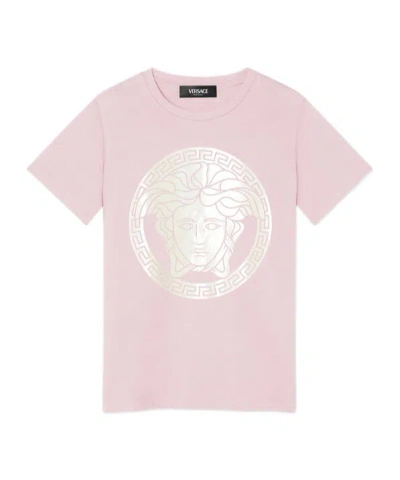 Versace Short Sleeve T-shirt In Pink