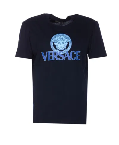 Versace Medusa Logo T-shirt In Blue