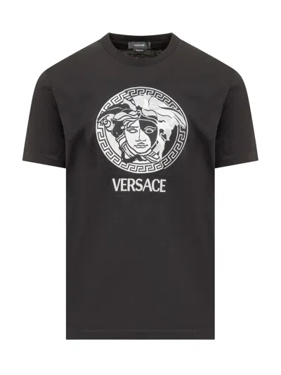 Versace Medusa Logo T-shirt In Nero