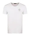 Versace White Crewneck T-shirt With Medusa Print On The Front In Cotton Stretch Man In White