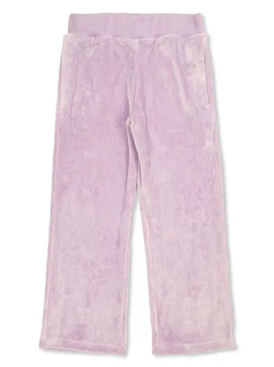 Versace Kids' Medusa Logo Velvet Trousers In Pink