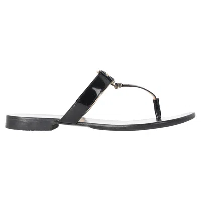 Versace Medusa Logo-plaque Thong Slide Sandals In Black Leather