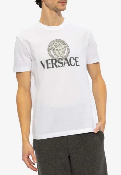 Versace Medusa Logo-print Crewneck T-shirt In White