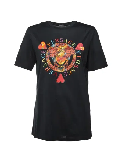 Pre-owned Versace Medusa Logo-print T-shirt In Black