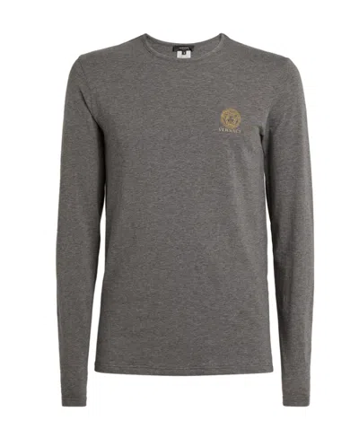Versace Medusa Long-sleeved T-shirt With Head Tattoo In Gray