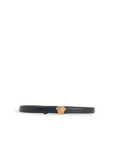 Versace 'medusa' Low Black Leather Belt