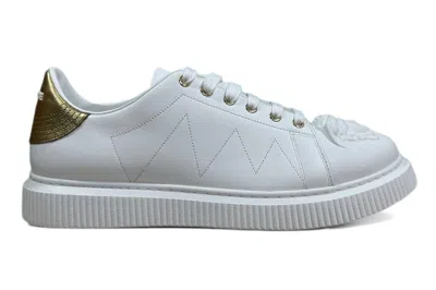 Pre-owned Versace Medusa Low Sneakers White Gold In White/gold