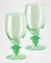 Versace Medusa Lumiere 2 Short Stem White Wine Glasses, Set Of Two In Green
