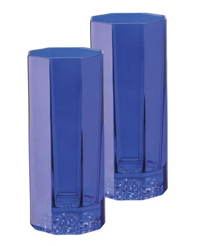 Versace Medusa Lumiere Amber Long Drinking Glasses, Set Of 2 In Blue