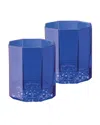 Versace Medusa Lumiere Amber Whiskey Double Old Fashioned Glasses, Set Of 2 In Blue