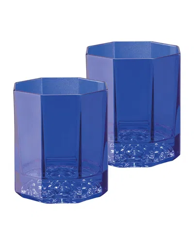 Versace Medusa Lumiere 2-piece Whiskey Old-fashion Glass Set In Blue