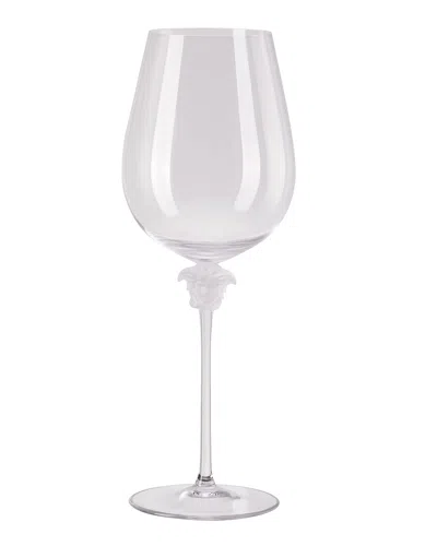 Versace Medusa Lumiere Bordeaux Red Wine Glass In Clear