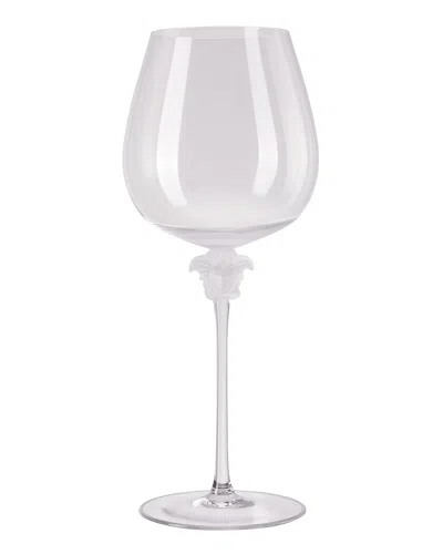 Versace Medusa Lumiere Burgundy Red Wine Glass In Clear