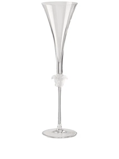 Versace Clear Medusa Lumiere Crystal Champagne Glass In Neutrals