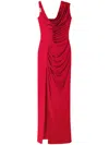 Versace Embellished Crepe And Draped Satin Gown In 红色